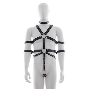 Schoonheid items mannelijk SM harnas beperking binder leer bindende bondage kostuum sexyy bodysuit voor mannen slaaf spelen volwassen flirt bdsm spellen