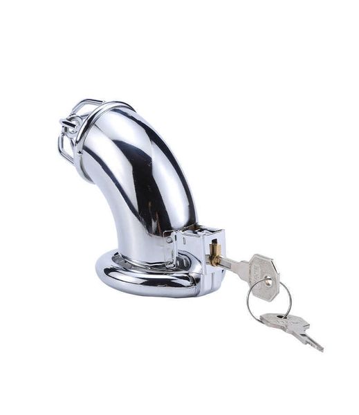 Artículos de belleza Metal Chastity Lock Pene de acero inoxidable Bondage Cock Ring SM juguetes sexy para hombres Gay Juego para adultos Masturbación Femdom Training