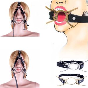 Schoonheid items metaal spider ring gag met hoofd slaven harnas neus haak mond gags bdsm clip orale fixatie fetisj volwassen sexy speelgoed