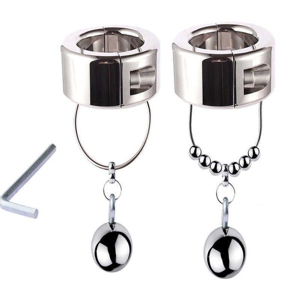 Articles de beauté MetalClamp Cock Ring Clamp Adult sexy Toys Male Chastity Bondage Heavy Ball Pendent Lock Scrotum Stretcher For Men Gay Penis