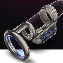 Beauty Items Nieuwe 18 Kut Penis Ring Vibrator Herbruikbare Uitbreiding Cock Dick Mouw sexy Speelgoed voor Mannen Mannelijke Vertraging Ejaculatie cover