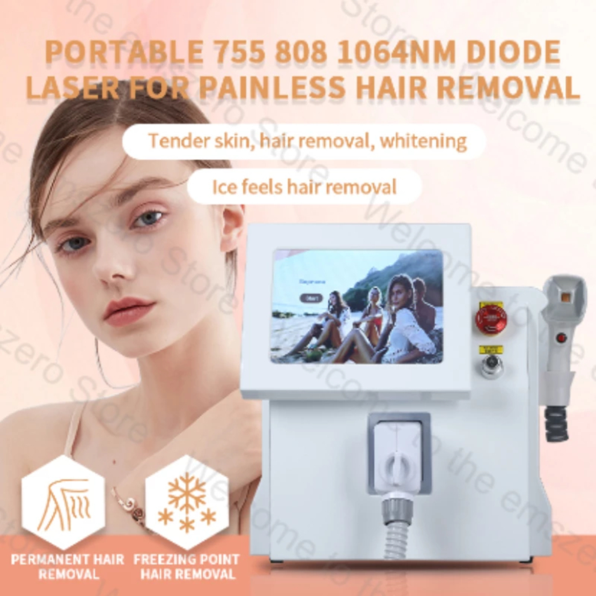 Produkty kosmetyczne Nowe przenośne usuwanie włosów 808nm laserowy maszyna Diodo 3 Wave 755 808 1064
