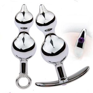 Schoonheidsartikelen Nieuwe metalen anaal speelgoed 2Size kogelstekker Kralen Erotisch sexy speelgoed voor mannen Vrouwen vaginale anus dilatado prostaat massage buttplug