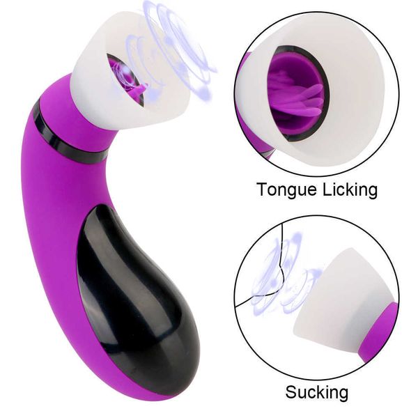 Artículos de belleza Nipple Sucker Tongue Laming Vibrator 2 en 1 juguetes sexys para mujer clítoris g spot estimulación masajeador de mama