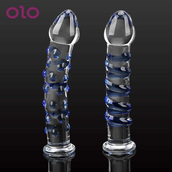 Artículos de belleza OLO erótico Anal Butt Plug cristal consoladores juguetes sexy para mujer consolador realista masturbador femenino punto G pene grande