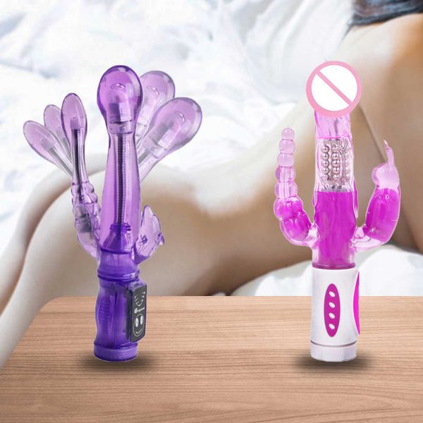 Artículos de belleza ORISSI Bunny Triple placer conejo vibrador punto G estimulador de clítoris Anal Plug rotación consolador juguetes sexy para mujer