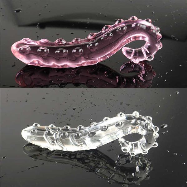 Articles de beauté rose blanc hippocampe tentacule texturé sensuel gode en verre réaliste adultes godemichet anal jouets sexy pour les femmes Anal