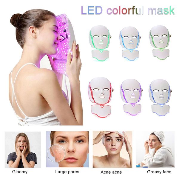 artículos de belleza Portátil 7 colores PDT Terapia de luz LED Microcorriente Electrónica Facial PDT Máscara Eliminación de arrugas Rejuvenecimiento de la piel