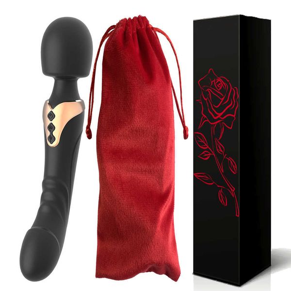 Artículos de belleza Consoladores potentes Vibrador para adultos Motor dual de silicona Varita de gran tamaño Masajeador de punto G Juguete sexy para pareja Estimulador de clítoris