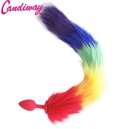 Beauty Items Rainbow lisa/pies ogon siliconen Furry wtyczka analny sexyy zabawki Butt Plug BDSM Flirt odbytu dla kobiet dziki kot dorosych zasady gry