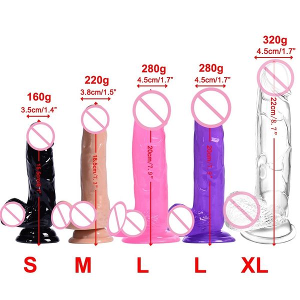 Schönheitsartikel Realistischer Dildo mit Saugnapf Riesige Kristallgelee-Dildos sexy Spielzeug für Frauen Männer G-Punkt-Stimulator Vagina Anal Massage sexy Shop