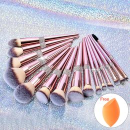 Articles de beauté Pinceau de maquillage en or rose Logo personnalisé Échantillons gratuits Fabricants Ensemble de pinceaux de maquillage pour le visage SMP20021-12 et 10pcs seulement pinceau pour les yeux et OPP