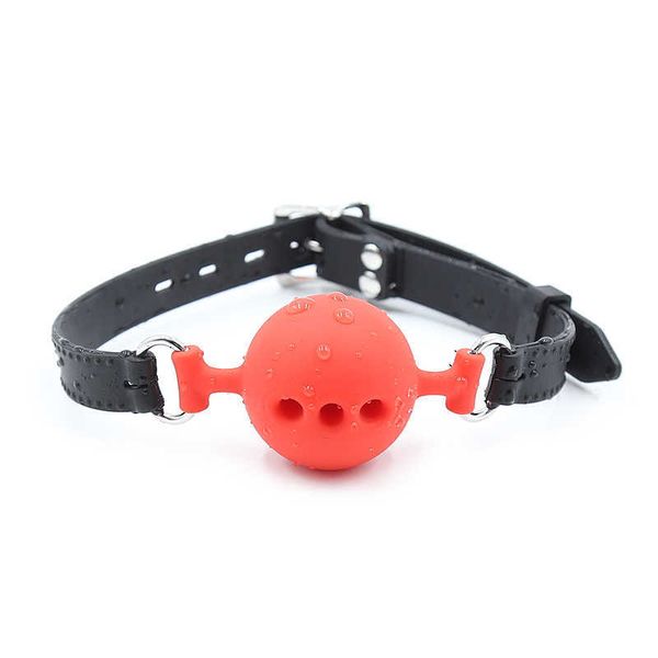 Articles de beauté sexy bouche ouverte Gag Ball tout Silicone sangle noire Bdsm avec trous esclave Bondage contraintes jouets pour femmes Couples