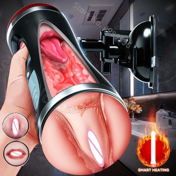 Artículos de belleza Robot sexy para hombres Masturbadores masculinos Coño real telescópico automático Manos libres Masturbación Succión suave Vagina I Man