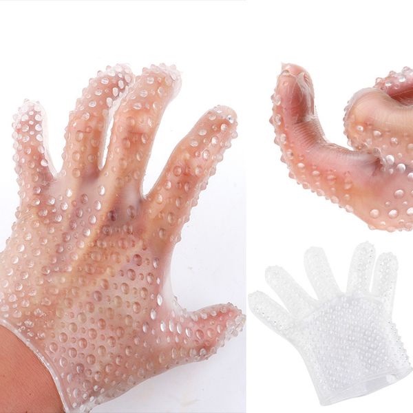 Articles de beauté jouets sexy pour la Masturbation masculine Silicone retarder l'éjaculation gants doigt stimulateur de Clitoris Massage du pénis pas de Vibtation