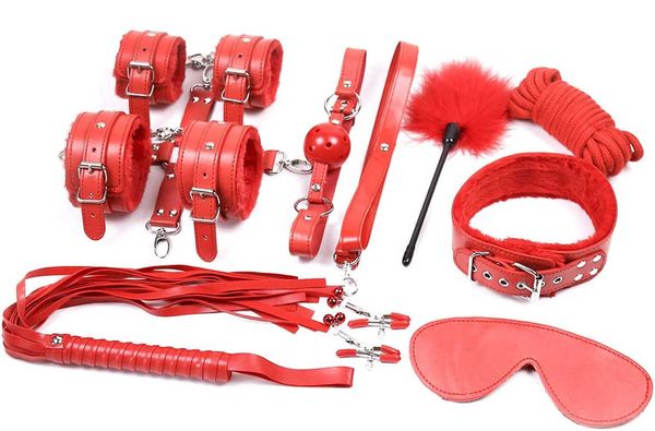 Artículos de belleza sexyy BDSM Kits Esposas Látigo Nalgadas Metal Anal Plug Vibrador Pezón Abrazaderas Bdsm Bondage Set Juguetes para adultos para mujeres Hombre