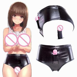 Articles de beauté sexyy cuir double pénis culotte silicone anal plug anal gode bondage retenue sous-vêtements masturbation avec jouets sexy vibrants