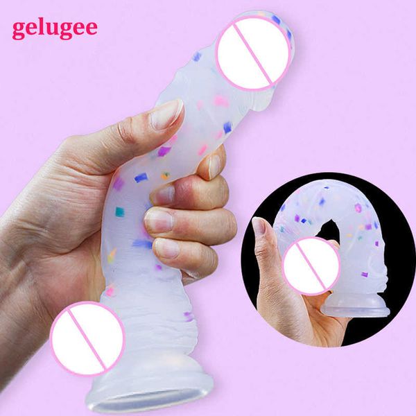 Articles de beauté Silicone Dildo Artificiel Penis réaliste Soft Big Sucker Sket Femme Female Toys sexy pour femmes Masturbation Girl 18