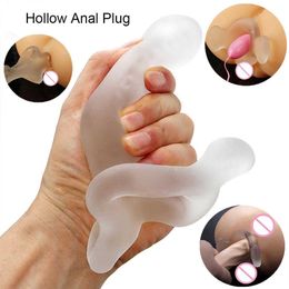 Artículos de belleza Soft Anal Butt Plug Masajeador de próstata femenino Masturbación Hollow Male Penis Sleeve Dildo Insert Design sexy Toys para mujeres Hombres