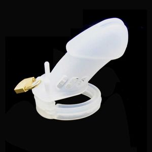 Artículos de belleza Silicona suave Castidad masculina Eyaculación retardada Dispositivo de jaula para el pene Anillo Funda para el pene Productos para adultos Juguetes sexy para hombres