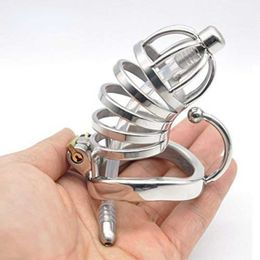 Artículos de belleza, dispositivo de castidad masculino de acero inoxidable, jaula de Metal para pene con anillo de arco Base 40/45/50mm, cinturón de vendaje Bdsm, juguetes sexy para hombres