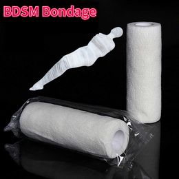 Artículos de belleza Cinta de bondage estática de gasa de red blanca transpirable Cabello antiadherente Juegos divertidos para adultos Juguetes sexy para hombres Mujeres Fetiche BDSM Cosplay