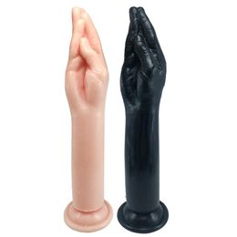 Artículos de belleza Súper Enorme Puño realista Dildo Mano Toque G-spot Anal Plug Vaginal Masturbación TPE Ventosa sexy Juguetes para Unisexy Pareja Gay