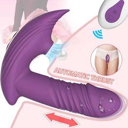 Artículos de belleza Consolador telescópico Vibrador Succión de clítoris Juguetes sexy para mujeres Bragas portátiles Estimulador de vagina Control remoto inalámbrico sexytoy