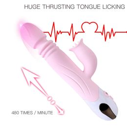 Schoonheidsartikelen Telescopische dildo vibrator voor vrouwen tong likken vibrators duwen clitoris suker g spot stimulator sexy speelgoed