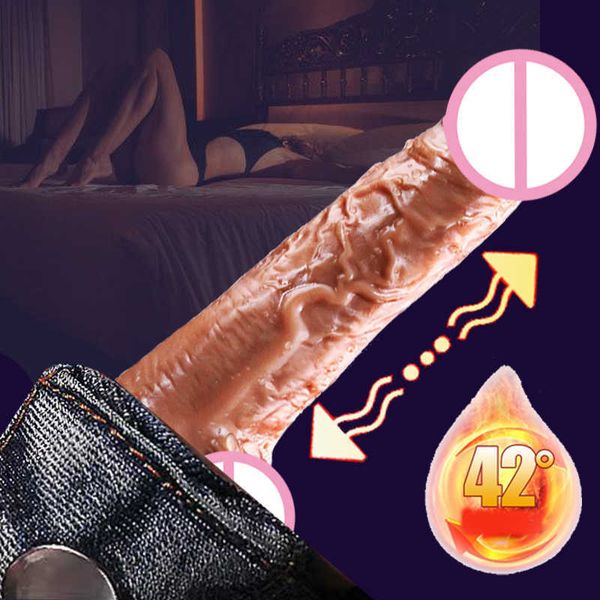 Artículos de belleza Consolador telescópico Vibrador Calefacción Pene realista Adultos Juguetes sexy para mujer Miembro grande Vagina Anal Butt Plug Masturbación femenina