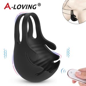 Schoonheid items Testikel Massager Vibrator Penisring voor mannen Chastity Belt Masturbator Vertraagde ejaculatie Cockring sexy speelgoed trillen