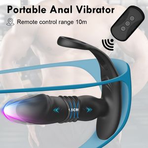 Objets de beauté poussant le vibrateur anal vibrant masseur de la prostate avec 7 jouets de bouchons de crosse mâle vibration pour télécommande sexy