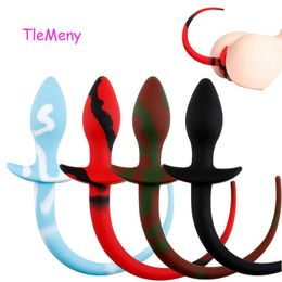 Artículos de belleza TleMeny silicona cola de perro juguetes anales estimulador del punto G Butt Plug esclavo expansor mujeres hombres Gay sexy juego BDSM erótico