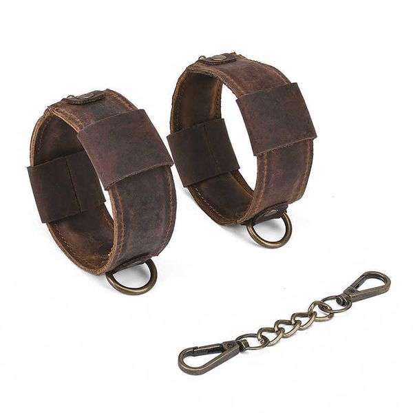 Articles de beauté Top Une peau de vache menottes sexy Contraintes SM Bondage Menottes réglables à la cheville BDSM Fetish Slave Cross Wrist Toy pour les couples