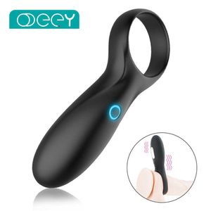 Beauty Items USB Lading 10 Modus Vibrerende Penis Ring met Testikel Mannen Langer Blijvende Erectie Dubbele Cock Clit Vibrator voor Paar