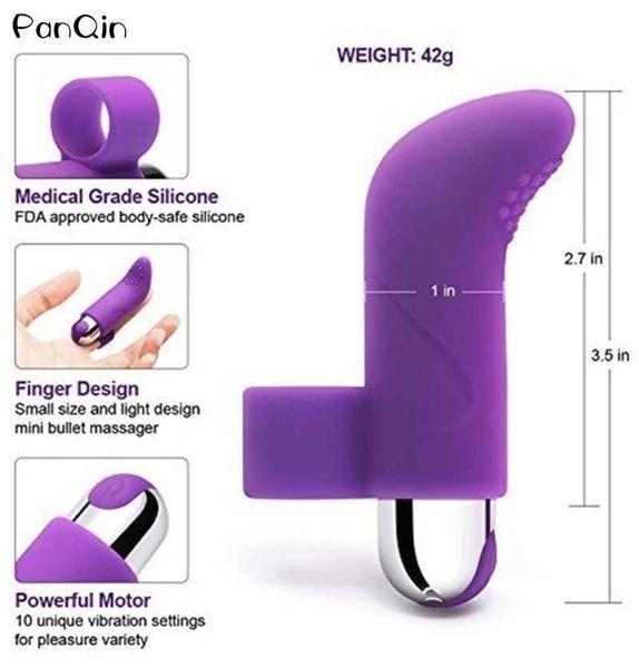 Artículos de belleza Vibrador de dedo de bala con carga USB Juguetes vibrantes sexy para mujeres Masaje 10 velocidades Clítoris Producto adulto