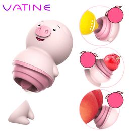 Schoonheid items vatijn schattige varkentong likken vibrator sexy speelgoed voor vrouw 6 modi tepel massager clitoris stimulator vrouwelijke masturbator