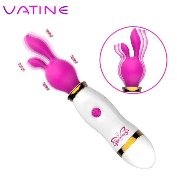 Artículos de belleza VATINE conejo vibrador clítoris estimular varilla mágica AV Stick USB recarga masturbación femenina juguete sexy para mujer