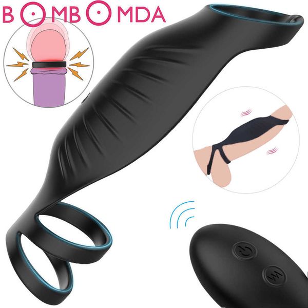 Articles de beauté vibrant anneau de pénis vibrateur pour hommes masseur gode jouets sexy ceinture de chasteté Massage de la Prostate à distance sans fil