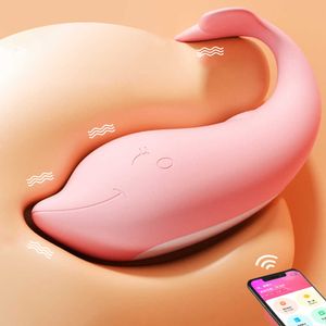 Artículos de belleza Vibrador Inalámbrico Bluetooth Control Bragas Juguetes sexy para mujeres Forma de delfín Estimulador de clítoris Punto G Huevo vibrante