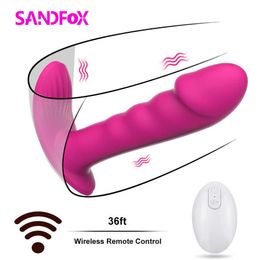 Artículos de belleza Vibrador usable Estimulador dual sexy para G Spot Clit Control remoto Mute Invisible Butterfly Bragas Vibrating Dildo Vibradores