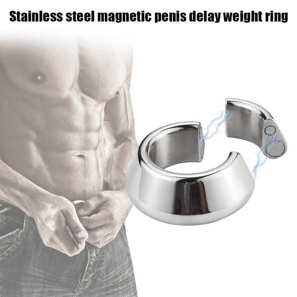 Articles de beauté pondérés en acier inoxydable magnétique pour améliorer la civière d'anneau de retard de pénis pour hommes adultes SN-Hot