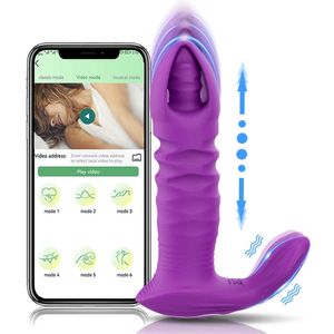 Articles de beauté Sans fil Bluetooth App Contrôlé Poussée Anal Butt Plug Vibromasseur Gode G Spot Clitoris Stimulateur Sexy Jouet pour Femmes