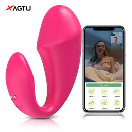 Schoonheidsartikelen Wireless Bluetooth G Spot Dildo Dual Vibrator For Women App Remote Control Wear Love Egg Clit Stimulator Dames Pantie Sexy Toys