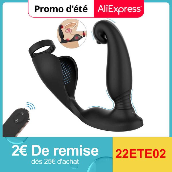 Artículos de belleza Vibrador anal remoto inalámbrico Masajeador de próstata Masaje testicular Butt Plug Delay Anillo de eyaculación Erótico Adulto sexy Juguete para hombres