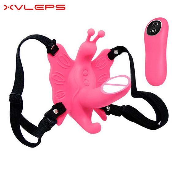 Articles de beauté Xvleps Télécommande sans fil Harnais Strap on Panty Butterfly Vibromasseur Invisible Wearable G Spot Stimulateur clitoridien Vibromasseurs