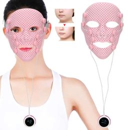 Beauté Microneedle rouleau 3D masque en silicone électrique EMS en forme de V masseur de visage aimant massage levage minceur SPA outil de soins de la peau 231020