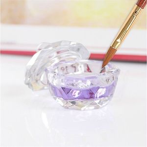 Nail Art Acrylic Crystal Glass Polish Remover Dappen Dish Bowl Cup met Cap Vloeistof Glitter Poeder Caviar Ronde Gratis schip 50pcs