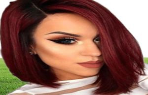 Beauty ombre Red Bob Wigs for Women Synthétique Blonde Blonde noir Brun-perruque droite Bourgogne Fiber résistant à la chaleur 10151536857790