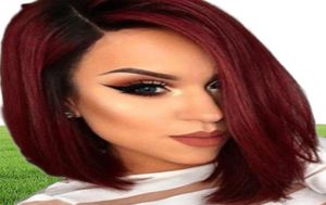 Beauty ombre Red Bob Wigs for Women Synthétique Blonde Blonde noir Brun-perruque droite Bourgogne Fiber résistant à la chaleur 10151539542953